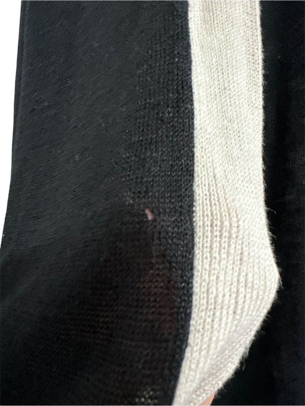 Talbots Medium Black Ivory Linen Blend Long Line Duster Cardigan Sweater Pockets - Picture 5 of 6